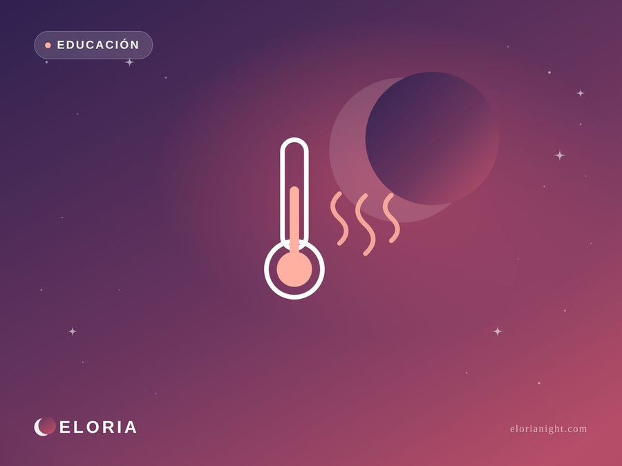 Ilustración nocturna Eloria — termómetro con ondas de calor, qué causa los calores nocturnos
